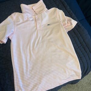 Baby pink striped performace polo